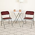 Flash Furniture HERCULES Series Curved Triple Braced & Double Hinged Fabric Upholstered Metal Folding Chairs, Burgundy/Gray, Set Of 2 Chairs 1 thumbnail image