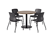 KFI Studios Midtown Pedestal Round Table Set With Armless Chairs, 31-3/4”H x 22”W x 19-3/4”D, Designer White Top/Black Base/Coral Chairs, 840031939678 1 thumbnail image