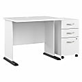 Bush® Business Furniture Studio A 36"W Small Computer Desk With 3-Drawer Mobile File Cabinet, White, Standard Delivery