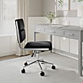 Martha Stewart Lulu Upholstered Office Chair, Black Faux Leather/Polished Nickel Frame 1 thumbnail image