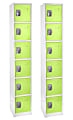 Alpine 6-Tier Steel Lockers, 72”H x 12”W x 12”D, Green, Pack Of 2 Lockers