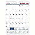 Brownline Ruled Block Wall Calendar - Professional - Julian Dates - Monthly - 1 Year - January 2022 till December 2022 - 1 Month Single Page Layout - 8" x 11" White Sheet - Twin Wire - White - Paper - 1 / Each 1 thumbnail image