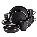 Gibson Elite Serenade 16-Piece Round Stoneware Dinnerware Set, Black 1 thumbnail image
