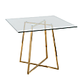 LumiSource Cosmo Contemporary Glam Square Dining Table, 36”H x 36”W x 36”D, Gold/Clear