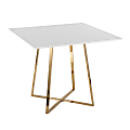 LumiSource Cosmo Contemporary Glam Square Dining Table, 36”H x 36”W x 36”D, Gold/White