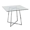 LumiSource Cosmo Contemporary Glam Square Dining Table, 36”H x 36”W x 36”D, Chrome/Clear 1 thumbnail image
