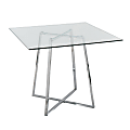 LumiSource Cosmo Contemporary Glam Square Dining Table, 36”H x 36”W x 36”D, Chrome/Clear