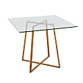 LumiSource Cosmo Contemporary Glam Square Dining Table, 36”H x 36”W x 36”D, Natural/Clear