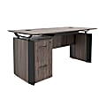 Forward Furniture Allure 66"W Desk With Center Drawer And 2-Drawer Single Pedestal, Southern Walnut/Black