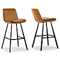 Glamour Home Avalyn Faux Leather Bar Stools With Metal Legs, Brown, Set Of 2 Stools 1 thumbnail image