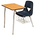 Scholar Craft™ 620 Series Student Combo Desk, Navy Chair With Oak Desktop, Set Of 2