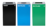 Alpine Industries Stainless-Steel Open Top Recycling And Trash Can Set, 29 Gallons Black/Blue/Green - ALP4450-BLK-KIT35 1 thumbnail image