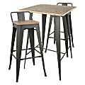 Lumisource Oregon Industrial Pub Table With 2 Low-Back Stools, Brown/Gray