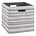 Linon Emmet Storage Bins, Medium Size, Gray Stripes, Pack Of 2