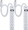 GE 6 Outlet Power Strip 2 Pack, 1'6" Cord, White, 14833 1 thumbnail image