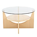 LumiSource Contemporary U-Shaped Coffee Table, 18-3/4”H x 31-1/2”W x 31-1/2”D, Natural/Clear