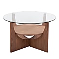 LumiSource Contemporary U-Shaped Coffee Table, 18-3/4”H x 31-1/2”W x 31-1/2”D, Walnut/Clear 1 thumbnail image