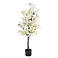 Nearly Natural Bougainvillea 48”H Artificial Tree With Planter, 48”H x 19”W x 19”D, White/Black