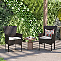 Flash Furniture Maxim Modern Wicker Patio Armchairs With Cushions, Cream/Espresso, Set Of 2 Chairs