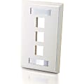 C2G 3-Port Single Gang Multimedia Keystone Wall Plate - White - 3 x Socket(s) - White