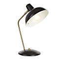 LumiSource Darby Table Lamp, 15-1/2"H, Black Shade/Black And Gold Base