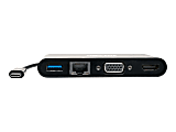 Tripp Lite USB C Docking Station Adapter Converter 4K w/ HDMI, VGA, Gigabit Ethernet, USB-A Hub, Black, Thunderbolt 3 Compatible - for Notebook/Tablet/Smartphone/Projector/Monitor - USB 3.1 Type C - 2 x USB Ports