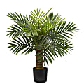 Nearly Natural 26"H Robellini Palm Artificial Tree, 26"H x 22"W x 19"D, Black/Green
