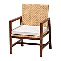 bali & pari Lovina Rattan And Acacia Wood Arm Accent Chair, Light Honey/White 1 thumbnail image