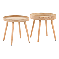 LumiSource Mid-Century Modern Side Table Set, Natural, Set Of 2 Tables