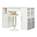 South Shore Crea Counter-Height Rectangle Craft Table With Stool, Pure White 1 thumbnail image