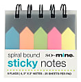 So-Mine Spiral Sticky Note Pad, 3" x 3-1/4", Assorted Colors, 30 Sheets Per Pad