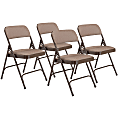 National Public Seating 2200 2-Hinge Folding Chairs, Walnut/Brown, Set Of 4 Chairs