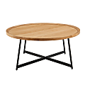 Eurostyle Niklaus Round Coffee Table, 15-1/2”H x 35-1/2”W x 35-1/2”D, Black/Oak