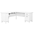 Bush Furniture Somerset 72"W L-Shaped Desk, White, Standard Delivery