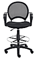 Boss Office Products Mesh Drafting Stool With Loop Arms, Black