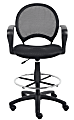 Boss Office Products Mesh Drafting Stool With Loop Arms, Black 1 thumbnail image