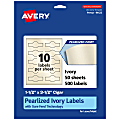 Avery® Pearlized Permanent Labels With Sure Feed®, 94122-PIP50, Cigar, 1-1/2" x 3-1/2", Ivory, Pack Of 500 Labels