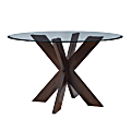 Powell Avaloni X Base Dining Table, 30"H x 48"W x 48"D, Espresso/Clear 1 thumbnail image