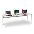 Bretford Basic Quattro Computer Desk, Mist Gray/Cardinal