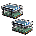 Mind Reader Stackable Paper Tray Desk Organizer, 7-1/2”H x 13-1/4”W x 10-1/2”D, Black, Set Of 2 Trays 1 thumbnail image