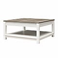 Ameriwood Home Chapel Hill Rustic Farmhouse Coffee Table, 17"H x 35-7/16"W x 35-7/16"D, White/Brown Oak