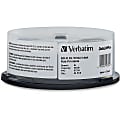 Verbatim BD-R DL 50GB 8X, White Label, DataLife+, White InkJet Hub Printable, 25PK Spindle - 50GB - 120mm Standard - 25 Pack Spindle