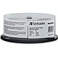 Verbatim BD-R DL 50GB 8X, White Label, DataLife+, White InkJet Hub Printable, 25PK Spindle - 50GB - 120mm Standard - 25 Pack Spindle 1 thumbnail image