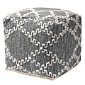 Baxton Studio Geyne Handwoven Cotton Blend Pouf Ottoman, Gray/Ivory 1 thumbnail image