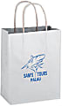 Custom Promotional Small White Paper Shopping Bag, 10 1/2"H x 8"W x 4 1/2" Gusset