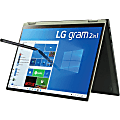 LG gram 14T90P-K.APG5U1 - Flip design - Intel Core i7 1165G7 / 2.8 GHz - Evo - Win 10 Pro 64-bit - Iris Xe Graphics - 16 GB RAM - 512 GB SSD NVMe - 14" IPS touchscreen 1920 x 1200 - Wi-Fi 6 - topaz green