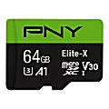 PNY 64GB Elite-X Class 10 U3 V30 microSDXC Flash Memory Card