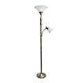 Lalia Home Torchiere Floor Lamp With Reading Light, 71"H, Antique Brass/White 1 thumbnail image