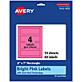 Avery® Print-To-The-Edge Labels With Sure Feed® Technology, 94243-BPP10, Rectangle, 2" x 7", Matte Bright Pink, Pack of 40 1 thumbnail image