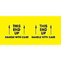 Tape Logic® Preprinted Pallet Protection Labels, DL3151, 10" x 3", Corner™Style, "This End Up / Handle With Care," Bright Yellow, Roll Of 500